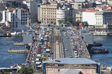 Galata Köprüsü ve Karaköy bölge Istanbul içi