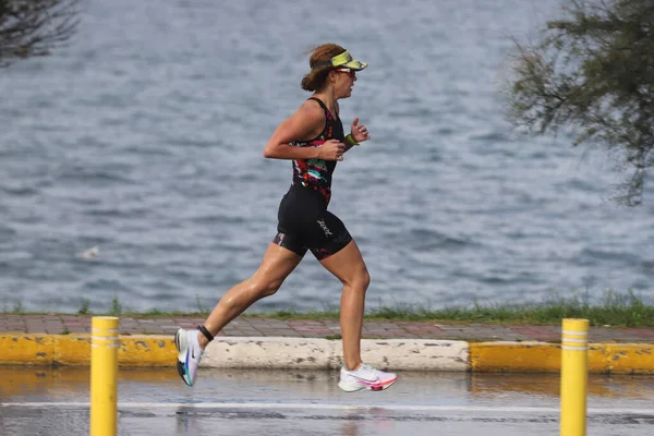 Istanbul Türkei Oktober 2020 Undefinierter Athlet Beim Istanbul Sprint Triathlon — Stockfoto