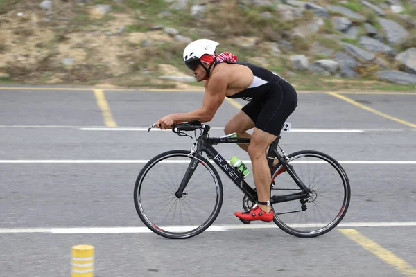 Istanbul Turquia Outubro 2020 Atleta Indefinido Competindo Componente Ciclismo Triatlo — Fotografia de Stock