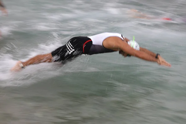 Stanbul Turkey Ekim 2020 Stanbul Sprint Triatlonunun Yüzme Bileşeninde Tanımlanamayan — Stok fotoğraf