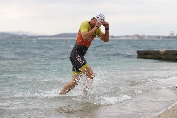 Istanbul Turquia Outubro 2020 Atleta Indefinido Competindo Componente Natação Aquatlo — Fotografia de Stock