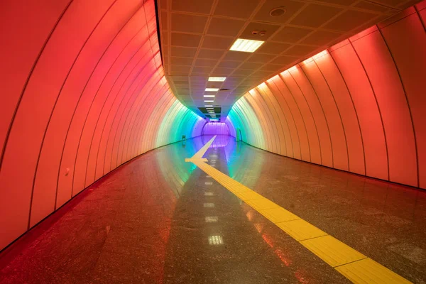 Multicolored Modern Subway Corridor Metro Station — Stock Photo, Image