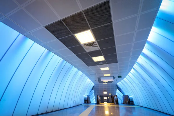 Blue Modern Subway Corridor Metro Station — Stock Photo, Image