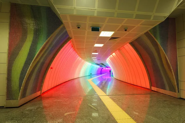 Multicolored Modern Subway Corridor Metro Station — Stock Photo, Image