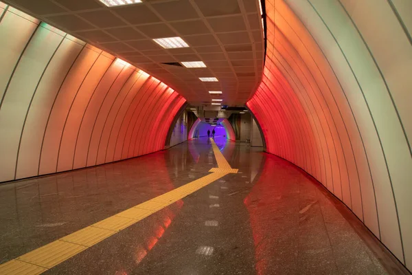 Multicolored Modern Subway Corridor Metro Station — Stock Photo, Image