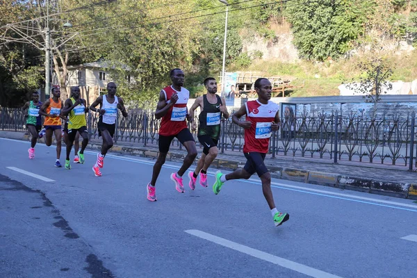 Istanbul Turquia Novembro 2020 Atletas Correndo Maratona Istambul Que Inclui — Fotografia de Stock