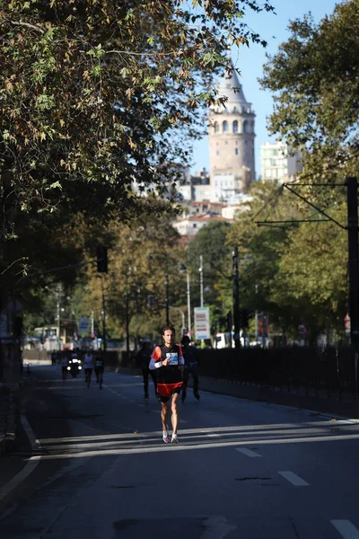 Istanbul Turkey November 2020 Undefined Athlete Running Isztambuli Maraton Amely — Stock Fotó