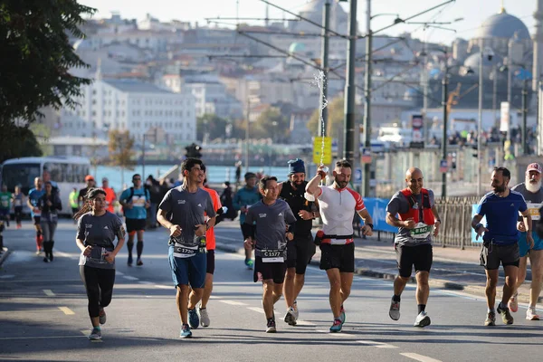 Istanbul Turkey November 2020 Idrottare Som Springer Istanbul Maraton Som — Stockfoto