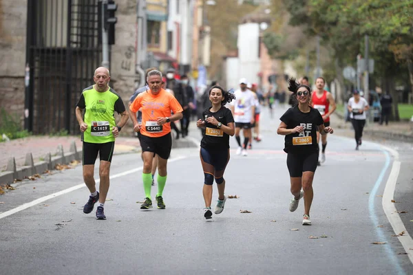 Istanbul Turkey November 2020 Ben Futó Sportolók Isztambuli Maraton Amely — Stock Fotó