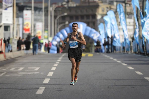 Istanbul Turquía Noviembre 2020 Atleta Indefinido Corriendo Maratón Estambul Que — Foto de Stock