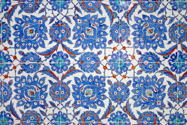 Detalhes Azulejo Azul Turco Tradicional Com Cor Azul Vermelha — Fotografia de Stock