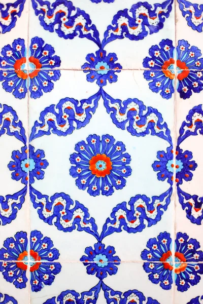 Detalles Azulejo Azul Turco Tradicional Con Color Azul Rojo —  Fotos de Stock