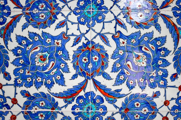 Detalhes Azulejo Azul Turco Tradicional Com Cor Azul Vermelha — Fotografia de Stock
