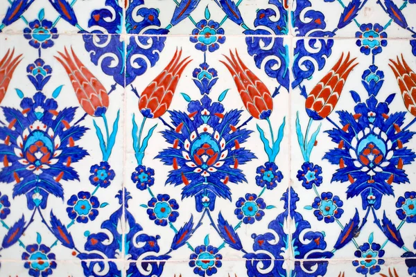 Details Traditional Turkish Blue Tile Blue Red Color — Stock Photo, Image