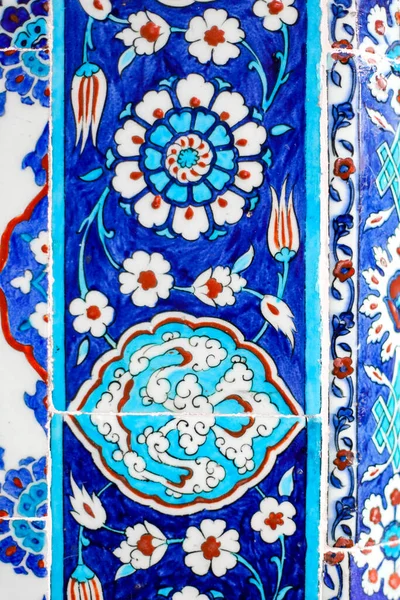 Details Traditional Turkish Blue Tile Blue Red Color — Stock Photo, Image