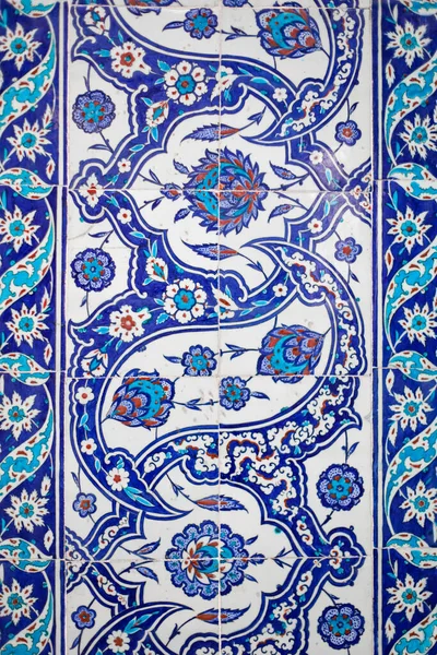 Detalhes Azulejo Azul Turco Tradicional Com Cor Azul Vermelha — Fotografia de Stock