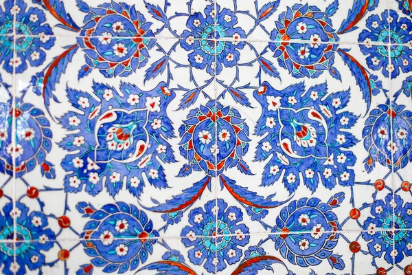 Detalhes Azulejo Azul Turco Tradicional Com Cor Azul Vermelha — Fotografia de Stock