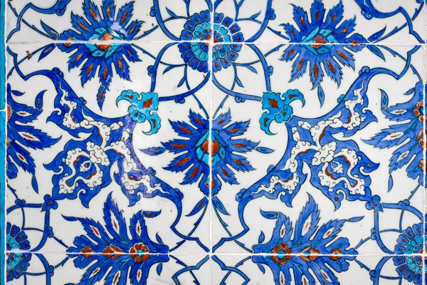 Detalles Azulejo Azul Turco Tradicional Con Color Azul Rojo — Foto de Stock