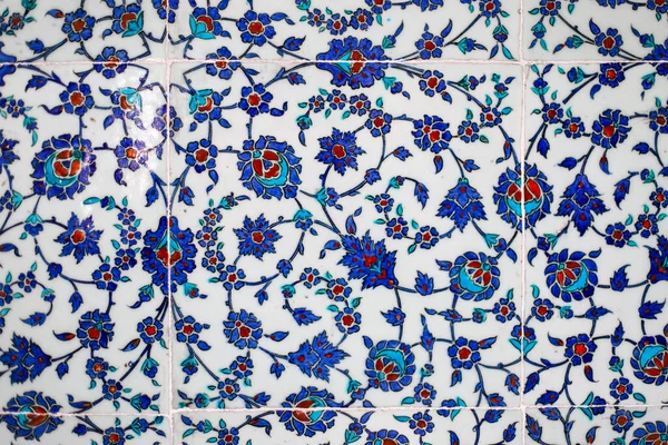 Detalles Azulejo Azul Turco Tradicional Con Color Azul Rojo — Foto de Stock