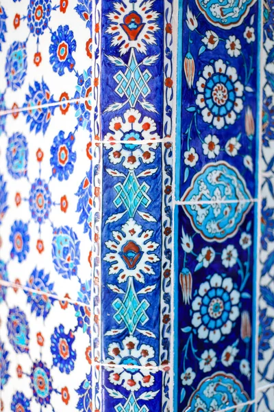 Detalles Azulejo Azul Turco Tradicional Con Color Azul Rojo —  Fotos de Stock