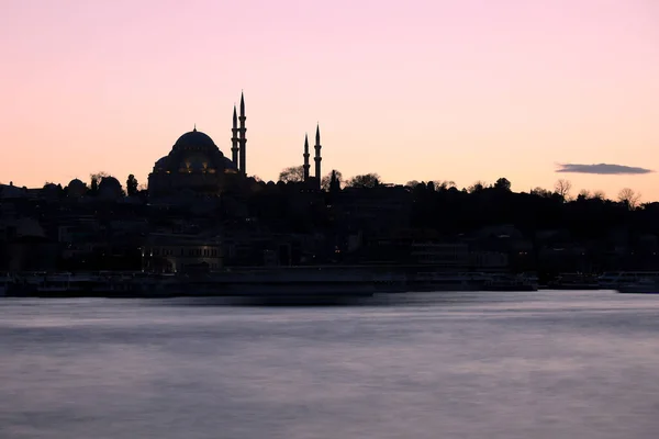 Suleymaniye Mosque Golden Horn Sunset Istanbul City Turkey — Stock Photo, Image