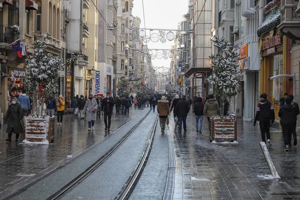 Istanbul Türkei Januar 2021 Menschen Auf Der Istiklal Avenue Istanbul — Stockfoto