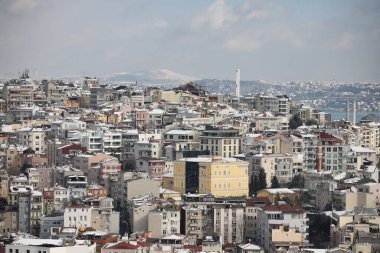 Karlı bir günde İstanbul Şehri 'nin Hava Görüntüsü