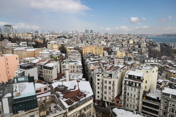 Aerial View Istanbul City Turkey Snowy Day — Stock Photo, Image