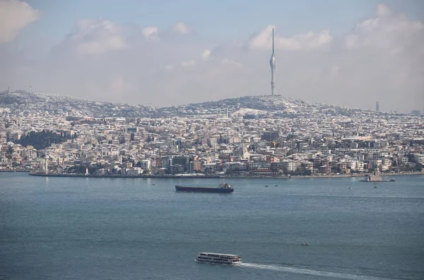 Aerial View Istanbul City Turkey Snowy Day — Stock Photo, Image