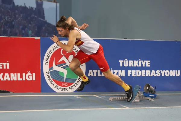 Istanbul Turkey February 2021 Nedefinovaný Sportovec Běžící Během Mistrovství Turecka — Stock fotografie