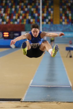 İSTANBUL, TURKEY - 30 HAZİRAN 2021: Türkiye Atletizm Federasyonu Olimpiyat Eşiği sırasında uzun atlama