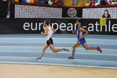 İSTANBUL, TURKEY - 31 Ocak 2021: Türkiye Atletizm Federasyonu Olimpiyat Eşiği sırasında koşan sporcular