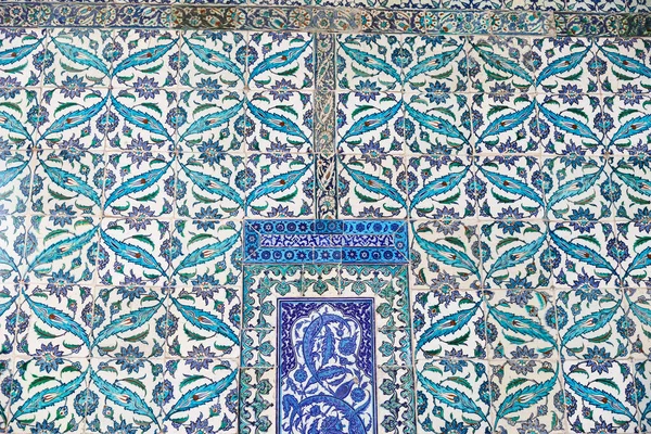 Detalhes Azulejo Azul Turco Tradicional Com Cor Azul Verde Vermelho — Fotografia de Stock