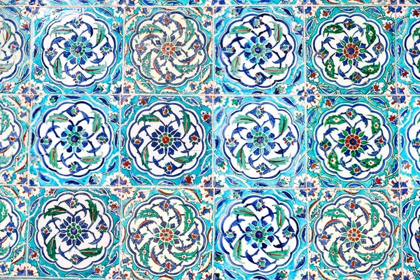 Detalles Azulejo Azul Turco Tradicional Con Color Azul Verde Rojo —  Fotos de Stock