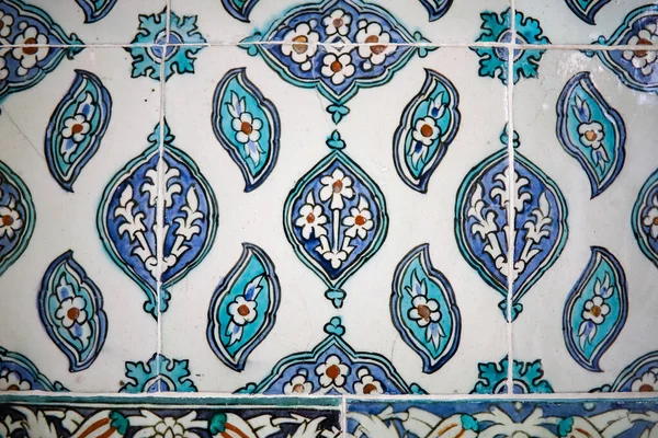 Detalles Azulejo Azul Turco Tradicional Con Color Azul Verde Rojo —  Fotos de Stock