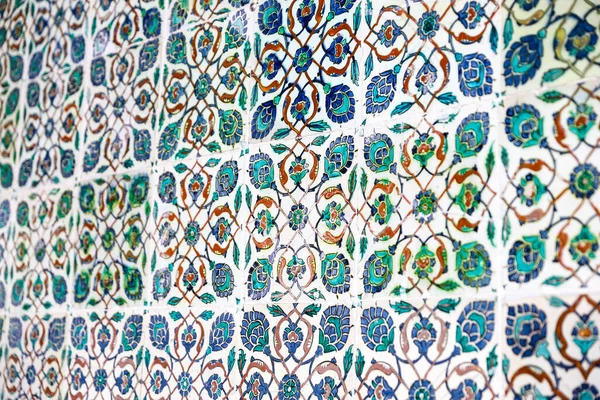 Details Traditional Turkish Blue Tile Blue Green Red Color — Stock Photo, Image