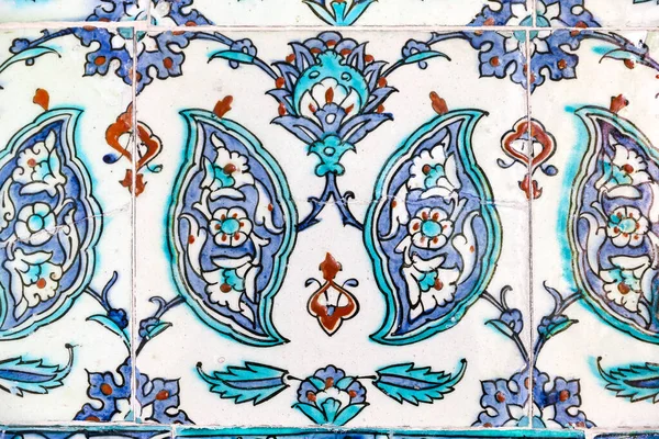 Detalles Azulejo Azul Turco Tradicional Con Color Azul Verde Rojo —  Fotos de Stock