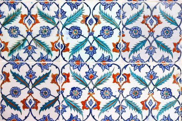 Detalles Azulejo Azul Turco Tradicional Con Color Azul Verde Rojo —  Fotos de Stock