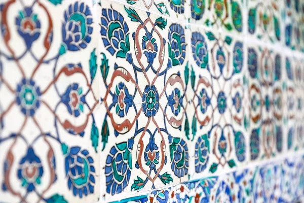 Detalles Azulejo Azul Turco Tradicional Con Color Azul Verde Rojo —  Fotos de Stock