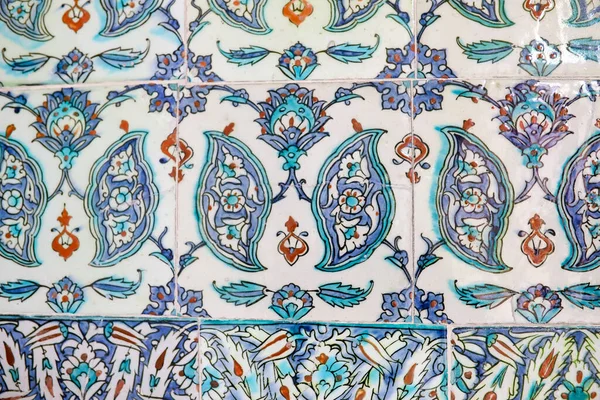 Detalles Azulejo Azul Turco Tradicional Con Color Azul Verde Rojo —  Fotos de Stock