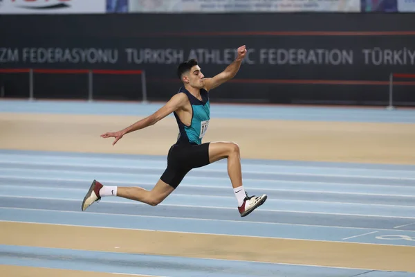 Istanbul Turkey February 2021 Undefined Athlete Triple Jumping Ruhi Sarialp — Stock Photo, Image