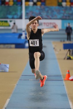 İSTANBUL, TURKEY - 23 Şubat 2021: Ruhi Sarialp Atlama Yarışmaları sırasında tanımlanamayan atlet