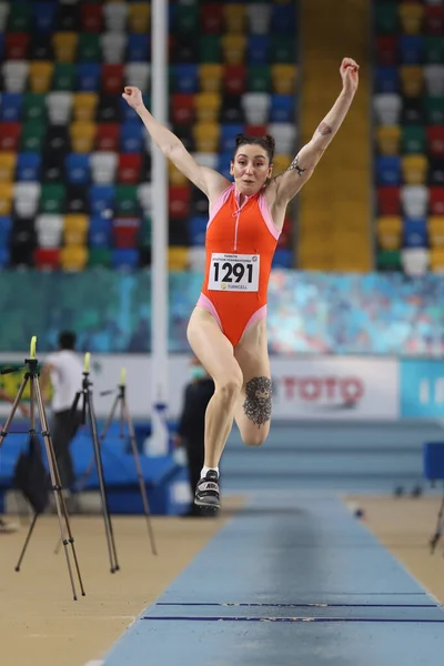 Istanbul Turkey February 2021 Undefined Athlete Triple Jumping Ruhi Sarialp — Stock Photo, Image