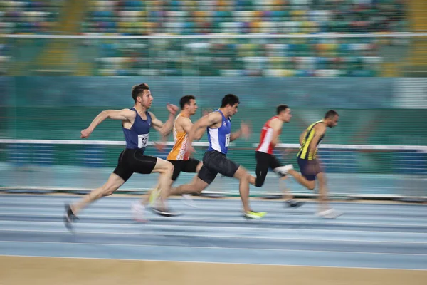 Istanbul Turkey Luty 2021 Zawodnicy Biegający Metrów Podczas Pucharu Tureckiej — Zdjęcie stockowe