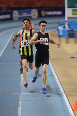 İSTANBUL, TURKEY - 28 Şubat 2021: Türkiye Atletizm Federasyonu Kupası sırasında koşan sporcular