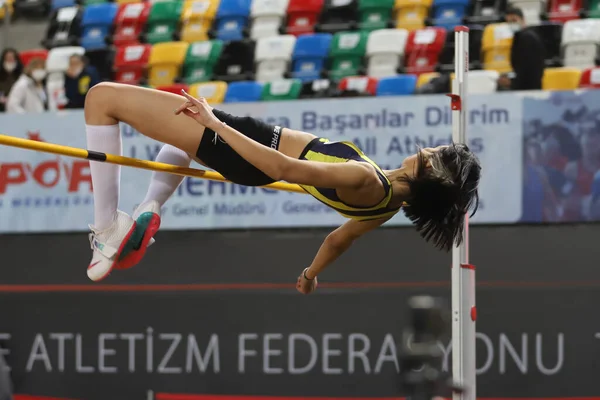 Istanbul Turkey February 2021 Undefined Athlete High Jumping Turkish Athletic — Stock Photo, Image