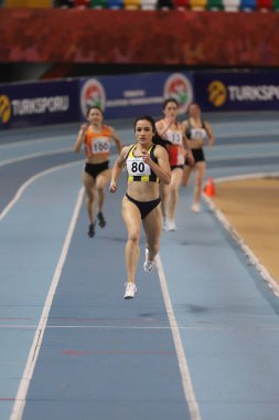 İSTANBUL, TURKEY - 28 Şubat 2021: Türkiye Atletizm Federasyonu Kupası sırasında koşan sporcular
