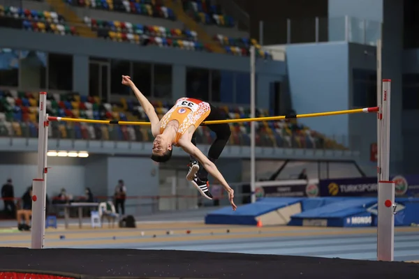 Istanbul Turkey Februari 2021 Ongedefinieerde Atleet Hoogspringen Tijdens Turkse Atletische — Stockfoto