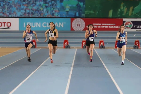 Stanbul Turkey Şubat 2021 Türkiye Atletizm Federasyonu Kupası Sırasında Metre — Stok fotoğraf