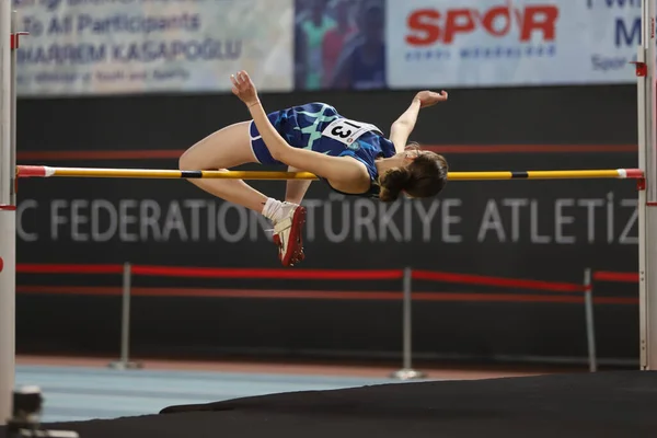 Istanbul Turquia Fevereiro 2021 Atleta Indefinido Salto Altura Durante Copa — Fotografia de Stock
